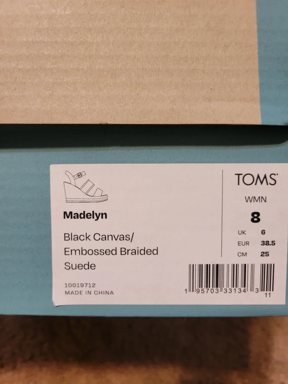 TOMS Black Women's Espadrille Wedge Sandals